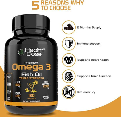 Premium Omega 3 Fish Oil Triple 120 Softgels 5