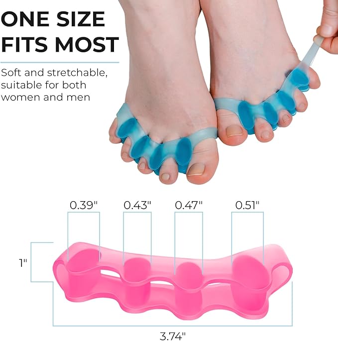 (4 Pieces) Reusable Toe Separators &