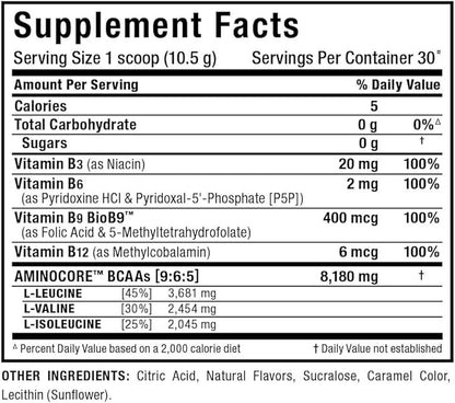 ALLMAX Nutrition AMINOCORE BCAA Powder, 8.18 Grams of Amino Acids, Intra and Post Workout Recovery Drink, Gluten Free, Sweet Tea, 315 g