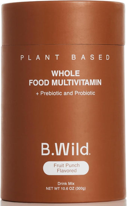 Multivitamin Drink Mix | B.Wild Plant Based Antioxidant Drink | Prebiotics and Probiotics for Digestive Health | Fruit Punch Flavor - 300 g