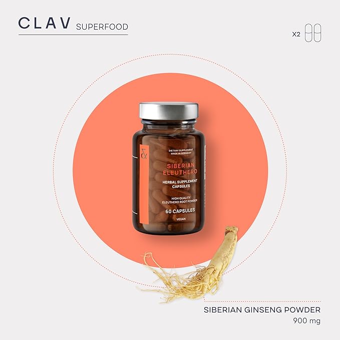 CLAV® Siberian Ginseng 900mg Eleuthero 60 Ginseng