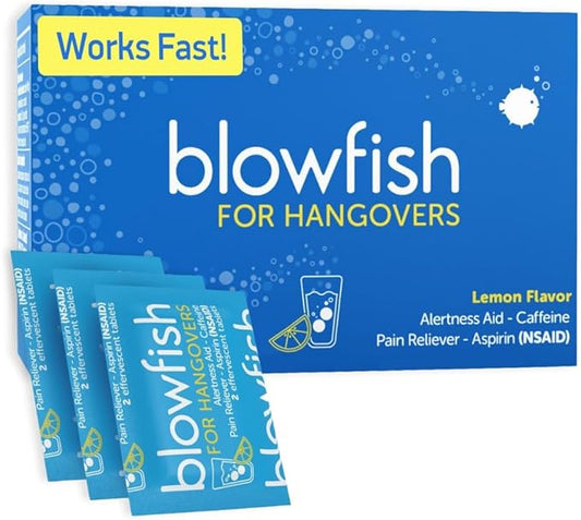 Blowfish for Hangovers - Fast Hangover Relief in 15 Minutes | Headache Relief, Energy, and Hydration in One Step | Single Box