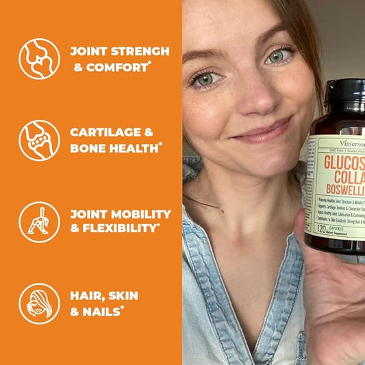 Glucosamine Chondroitin MSM with Collagen Powder. Joint Support Supplement. Bromelain, Quercetin, L-Methionine & Boswellia Extract capsules. Hair Skin and Nails Vitamins. FSA eligible. 2 Pack