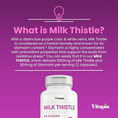 Organic Milk Thistle Supplement 70:1 Extract, 80% Silymarin, 60 Vegan