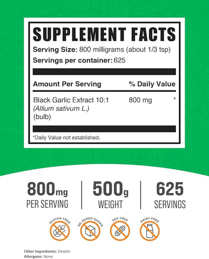 BulkSupplements.com Black Garlic Extract Powder 800mg per 500g (1.1 (1.1 lbs) 1)