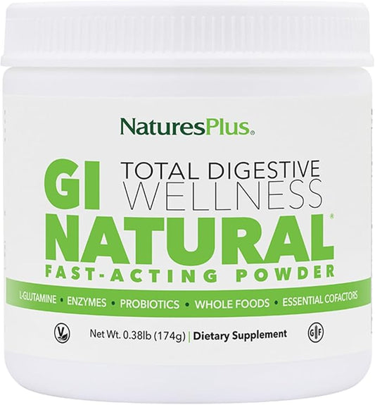 Natures Plus GI Natural Drink Powder - 6.14 Ounce, Vegetarian Powder - Dietary Supplement for Total Digestive Wellness - Probiotics, Prebiotics, Enzymes - Gluten-Free - 30 Servings
