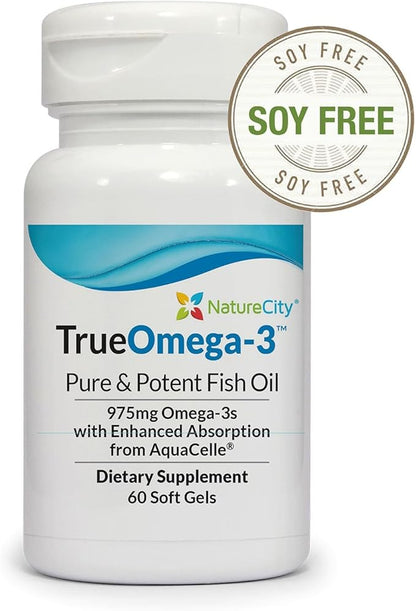 True-Omega-3 975mg Omega-3 Fish Oil Supplements (60 SoftGels)