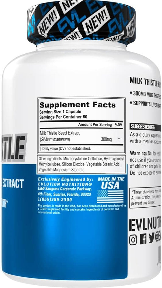 EVL Silymarin Milk Thistle Capsules 60 Non-GMO