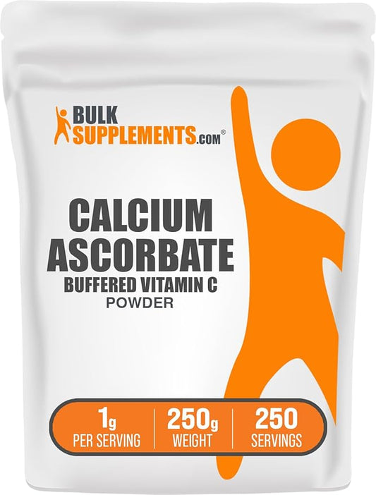 BulkSupplements.com Calcium Ascorbate Powder - Buffered Vitamin C, Calcium Supplement Powder, Vitamin C Supplement - Gluten Free, 1000mg per Serving, 250g (8.8 oz) (Pack of 1)