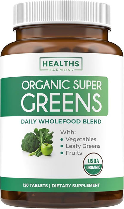 USDA Organic Greens Powder (120 Tablets) 28 Fruits