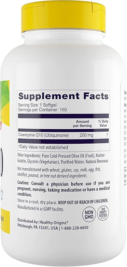 Healthy Origins CoQ10 (Kaneka Q10), 200 mg 150 Softgels