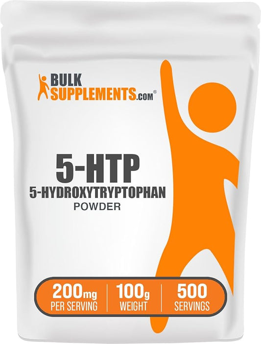 BulkSupplements.com 5-HTP Powder - 5-Hydroxytryptophan, 5 HTP Supplement - 5-HTP 200mg, Mood Support Supplement - Gluten Free, 200mg per Serving, 100g (3.5 oz) (Pack of 1)
