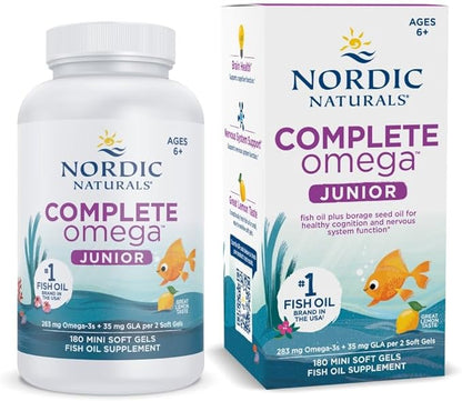Nordic Naturals Complete Omega Jr., Lemon 180 Mini 283 mg Omega-3s & 35 mg 90 Servings