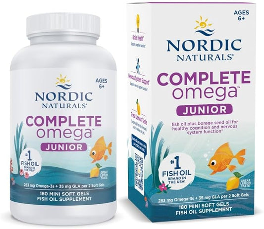 Nordic Naturals Complete Omega Jr., Lemon 180 Mini 283 mg Omega-3s & 35 mg 90 Servings
