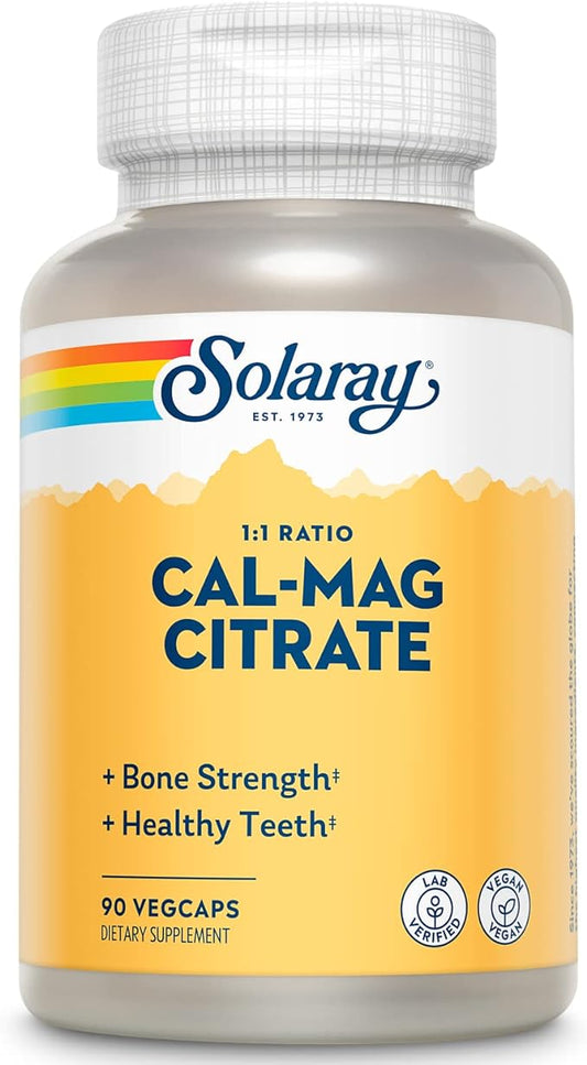 Solaray Calcium Magnesium Citrate 1000mg 1:1 15 Servings, 90 VegCaps