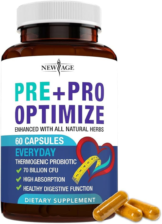 NEW AGE Pro Optimize Probiotics for Women, Menopause, Digestive Health - Relief for Bloating, Hot Flashes, Joint Support, Night Sweats - Gut Health & Metabolism - Dong Quai (60 (Pack of 1))