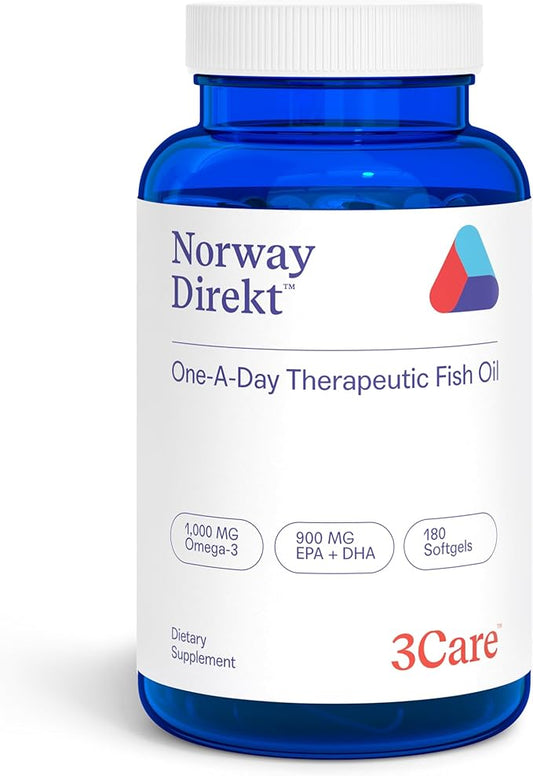 Norway Direkt Omega-3 Fish Oil 2,000mg Omega-3 per 2 softgel| 1060mg EPA, 740mg DHA (2 Soft-Gel (180 Softgels)
