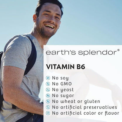 Earth's Splendor Energy Supplement Vitamin B6 (100mg, 250 250 Tablets)