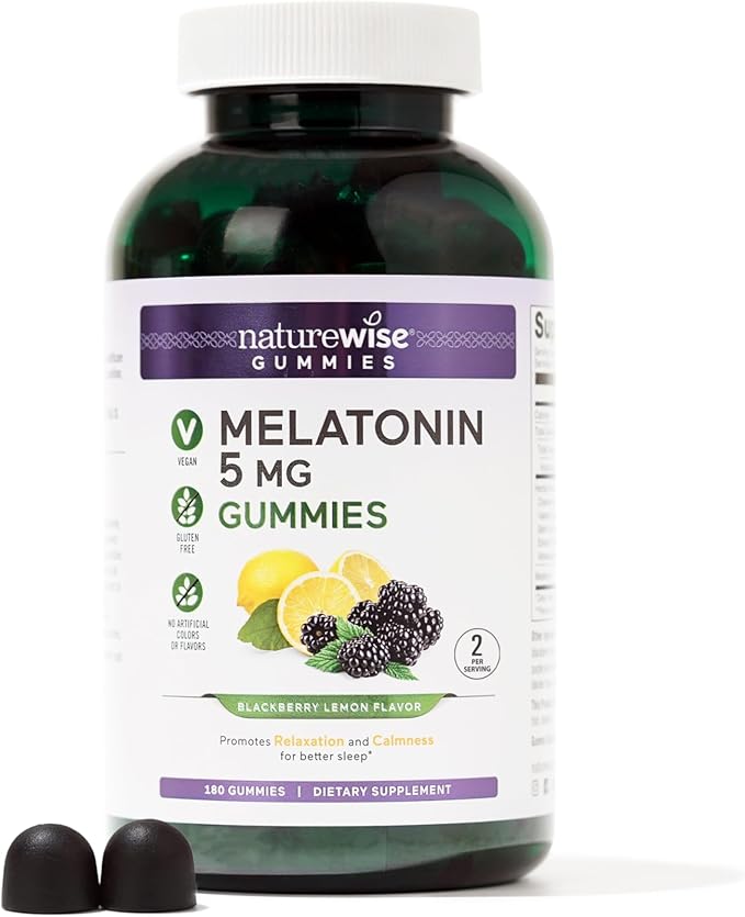 NatureWise Melatonin Gummies 5mg + 180 Gummies[3-Month Gummies[3-Month Supply]