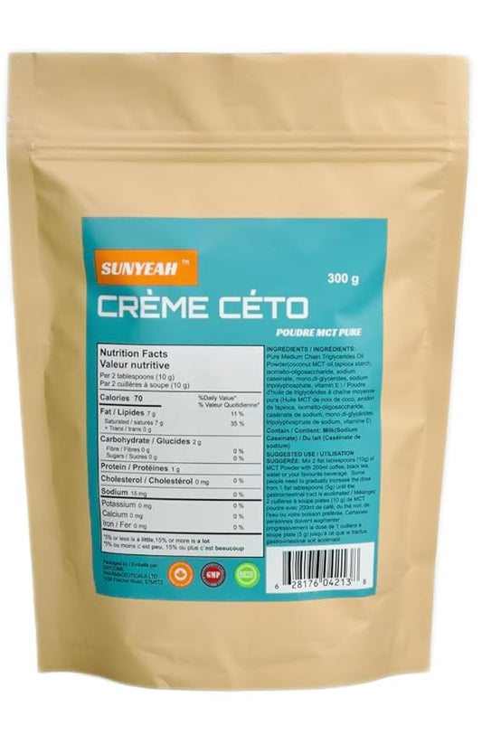 SUNYEAH MCT Powder- MCT Oil Powder, 600 g, KETO Coffee Creamer, Pure C8 C10, No-Sugar, From coconut, Excellent in Coffee, Tea, Water, Shakes, Smoothies, Unflavoured, No-GMO (2)