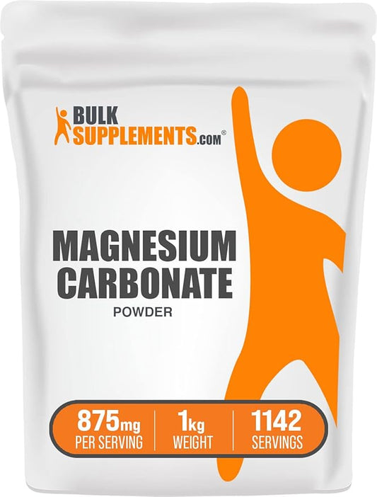 BulkSupplements.com Magnesium Carbonate Powder - Magnesium Carbonate Supplement, Magnesium Carbonate Food Grade - Gluten Free, 875mg per Serving, 1kg (2.2 lbs) (Pack of 1)