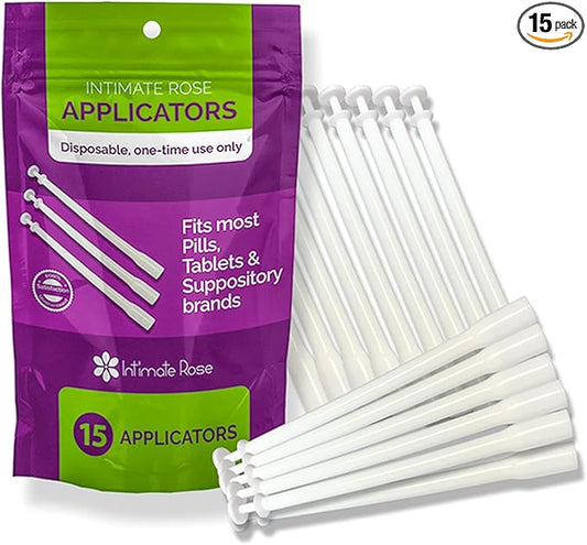 Intimate Rose 15 Count Vaginal Suppository Applicator - Fits Most Boric Acid Suppositories & Vaginal Suppository - Individually Wrapped Suppository Applicators from