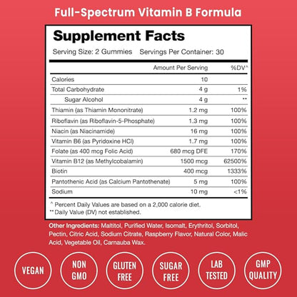 NutraChamps Vitamin B Complex Gummies, Vitamin B Gummies Boosts Energy & Metabolism, B Complex Vitamins B1, B2 (Riboflavin), B3 (Niacin), B5, B6, B7 (Biotin), B9 (Folic Acid), Methyl B12