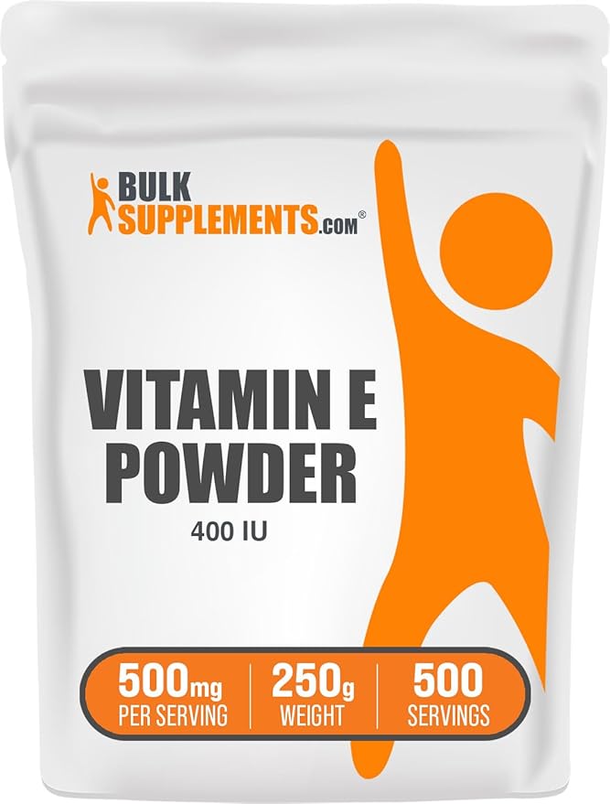 BulkSupplements.com Vitamin E 400 IU Powder - as D-Alpha Tocopherol, Vitamin E Supplements, Vitamin E Powder - Gluten Free, 500mg per Serving, 250g (8.8 oz) (Pack of 1)