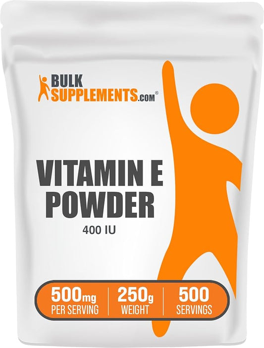 BulkSupplements.com Vitamin E 400 IU Powder - as D-Alpha Tocopherol, Vitamin E Supplements, Vitamin E Powder - Gluten Free, 500mg per Serving, 250g (8.8 oz) (Pack of 1)