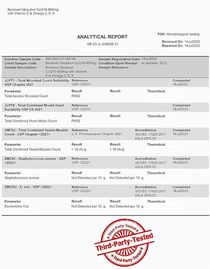 Ubiquinol CoQ10-600mg-Softgel, Active Form of Coq10 3, 6, 6, 9, 9, High Absorption-Coenzyme-Q10, Powerful 240 Count