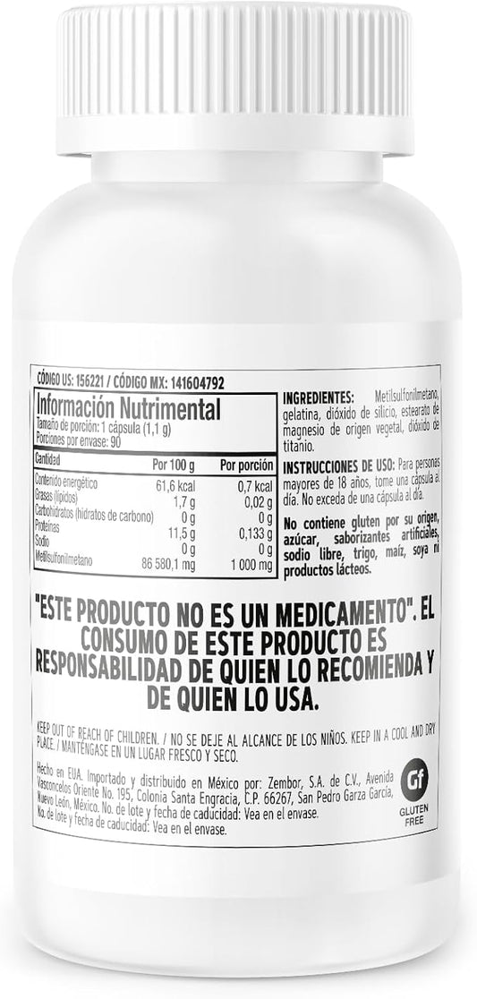 GNC MSM 1000mg, 90 Capsules, Supports