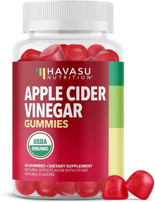 Apple Cider Vinegar Gummies - Organic ACV Vitamins for Digestive Health, Metabolism & Gut Support - 60 Count - Vegan, Non-GMO, Gluten-Free - Delicious Flavor & No Harsh Taste - 1 Month Supply