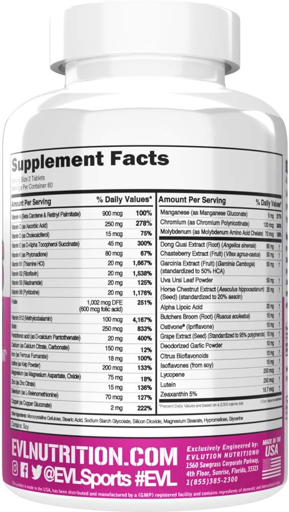Evlution Nutrition Women's Multivitamin 120 Tablets, 60 Days