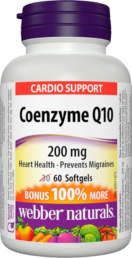 Webber Naturals Coenzyme Q10 (CoQ10) 200 60 Softgels,