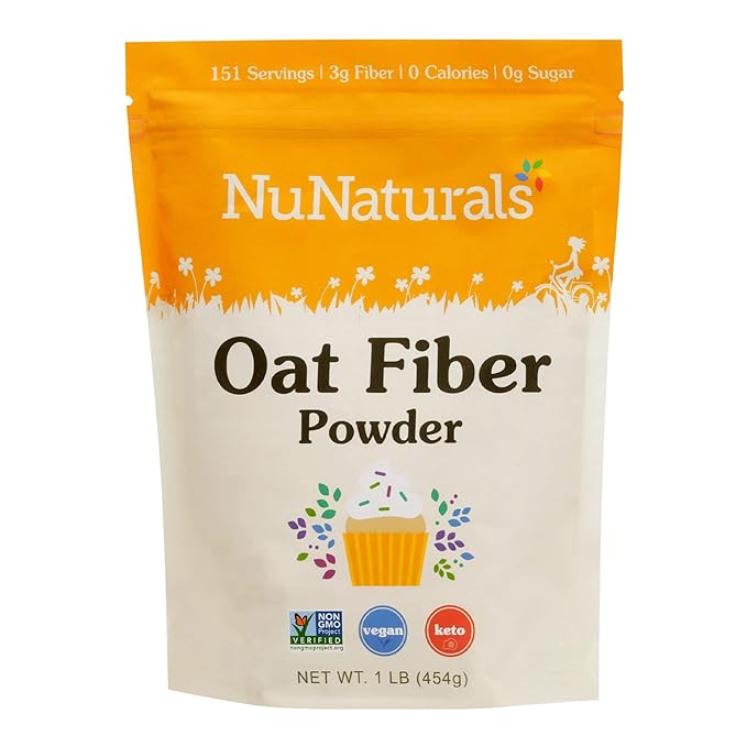 NuNaturals Oat Fiber Powder, All Natural 1 lb