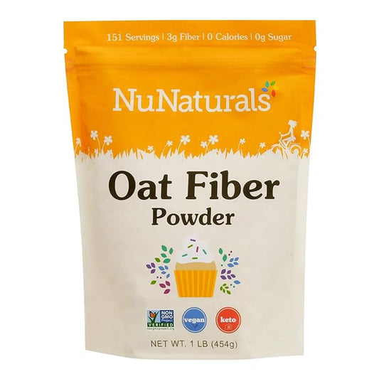 NuNaturals Oat Fiber Powder, All Natural 1 lb