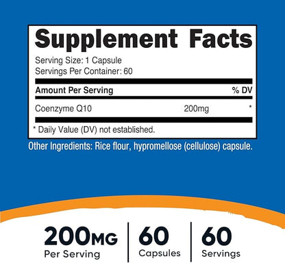 Nutricost CoQ10 200mg, 60 Vegetarian Capsules, 60 Servings Q10