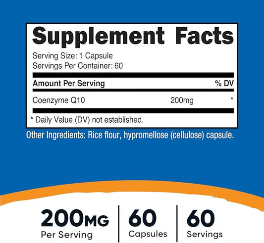Nutricost CoQ10 200mg, 60 Vegetarian Capsules, 60 Servings Q10