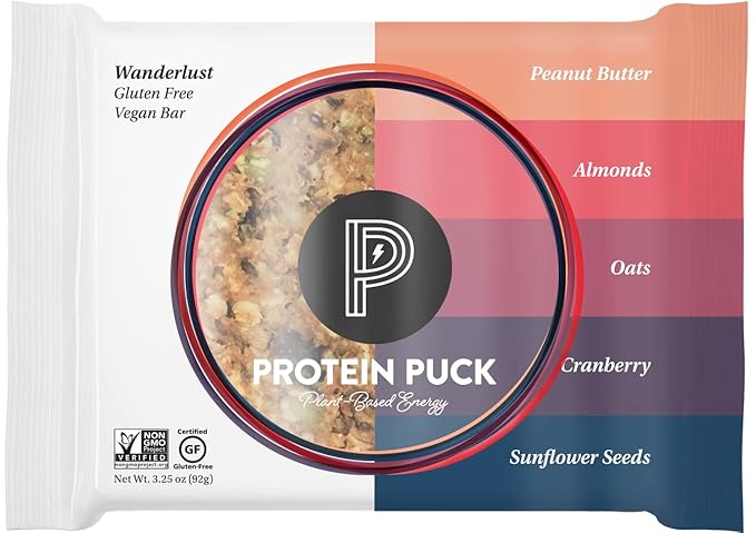 Protein Puck Plant Based Bars 12 grams 4 Count (1 Pack)