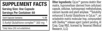 SafeCell S-Acetyl Glutathione Supplement for Neuro 300mg, 60 60 Vegetarian