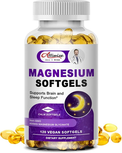 High Absorption Magnesium Glycinate 400mg Softgels 400 mg 100mg Calcium D3 & K2, for