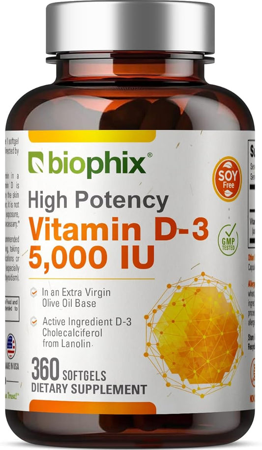 biophix Vitamin D-3 5000 IU 360 Softgels K2