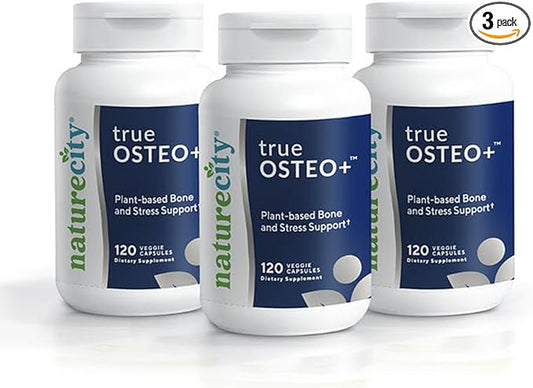 True-Osteo+ Plant-Based Supplement for Bone Strength D3, Vitamin K2, Silicon, (360 Veggie