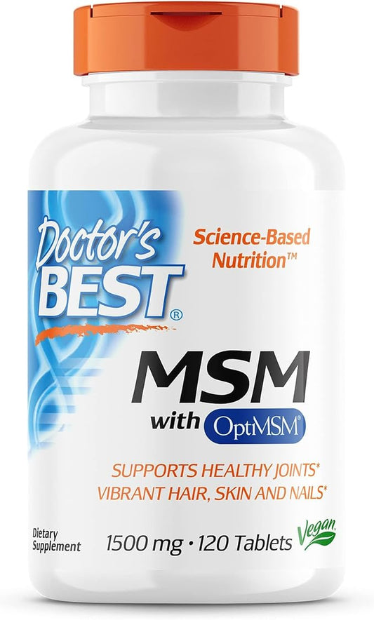 Doctor's Best MSM with OptiMSM, Non-GMO, 1500 mg, 120 Tablets (DRB-00097)