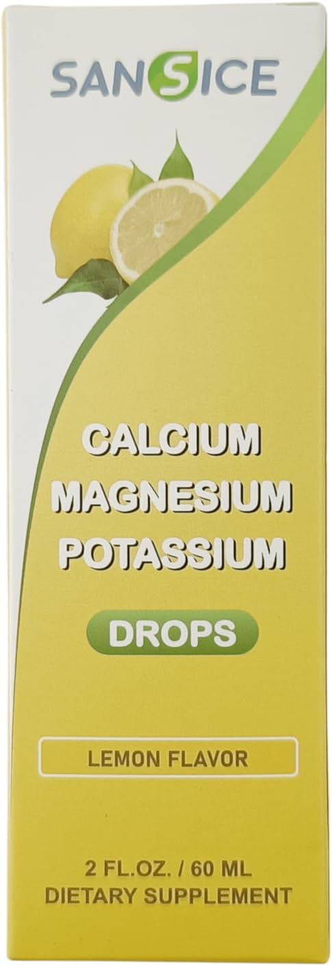 Calcium Magnesium Potassium Supplement Liquid,400mg Magnesium Glycinate,600mg Calcium (60ml/Lemon Flavor)