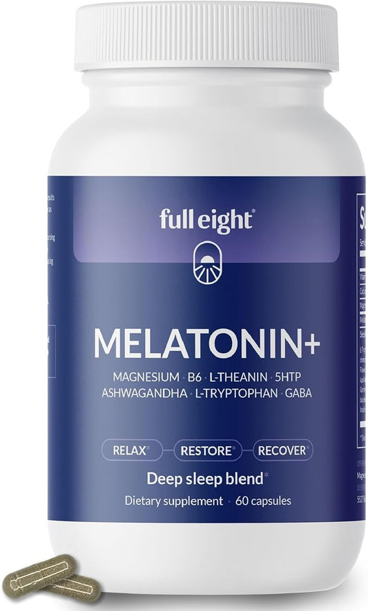 Deep Sleep Melatonin+ Plus Magnesium, L-Theanin, 5HTP, Ashwagandha, B6 Supplement 60 Capsules