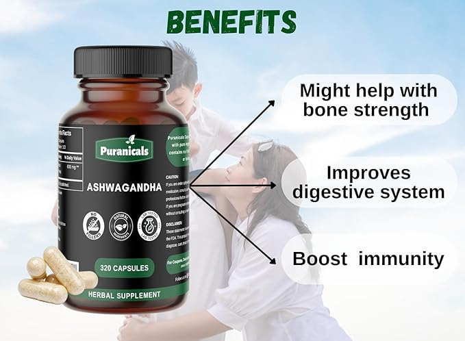 Ashwagandha Premium 320 Capsules Non GMO 500 mg 100% Pure