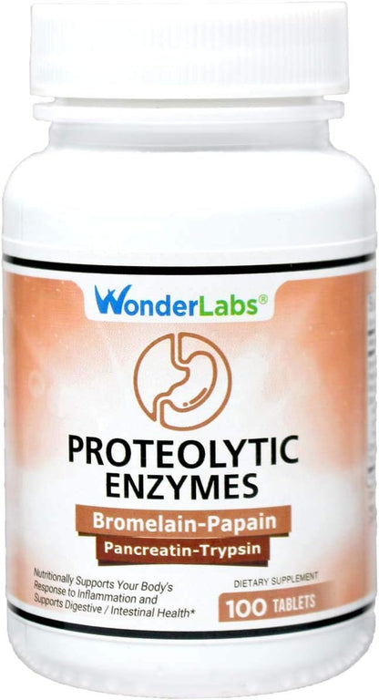 Proteolytic Enzymes | Bromelain Papain Pancreatin 550 mg 100 tablets