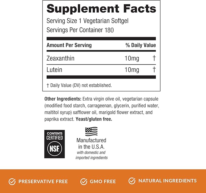EyePromise Zeaxanthin + Lutein Eye Vitamin 180 Softgels (3-Month Supply (180 softgels))