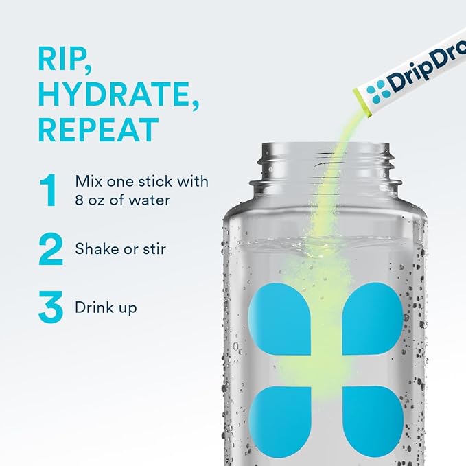 DripDrop Hydration - Zero Sugar Lemon Lime - Electrolyte Drink Mix Single Serve Powder Packets | Non-GMO, Gluten Free, Vegan | 32 Sticks